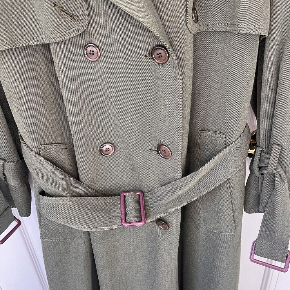 Vintage Long Green Coat Novelti Adorable Junior Trench Coat Size 9/10 - Picture 2 of 9